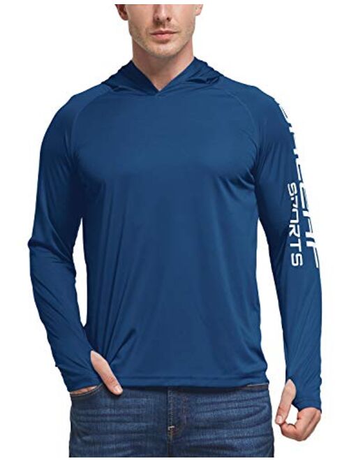 BALEAF Men's UPF 50+ Sun Protection Athletic Hoodie Long Sleeve Performance SPF/UV Outdoor Recreation Thumbholes Shirt