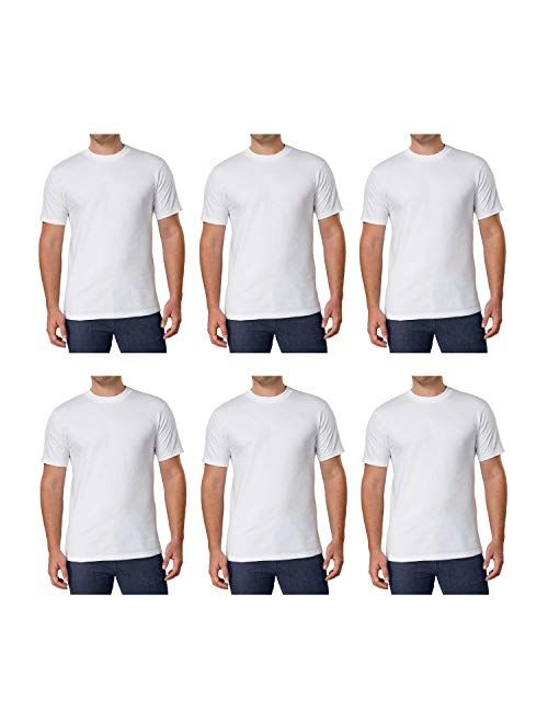 Kirkland Signature Men's Crew Neck Tee 100% Combed Heavyweight Cotton T-Shirts (Pack of 6)