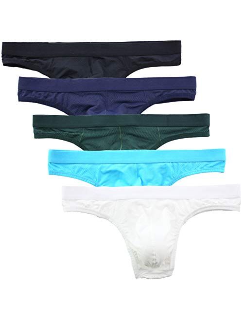 Summer Code Men's Thong Underwear Elastic Micro Mesh Bikini Briefs