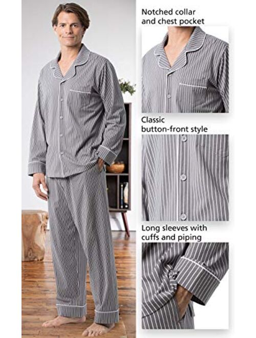 PajamaGram Classic Mens Pajamas Cotton - Men Pajamas Set