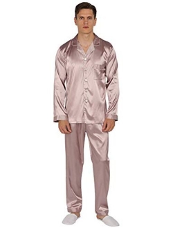 YIMANIE Mens Satin Pajamas Set Classic Sleepwear Loungewear