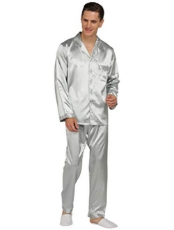 YIMANIE Mens Satin Pajamas Set Classic Sleepwear Loungewear