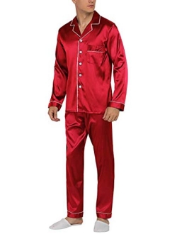 YIMANIE Mens Satin Pajamas Set Classic Sleepwear Loungewear