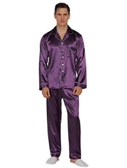 YIMANIE Mens Satin Pajamas Set Classic Sleepwear Loungewear