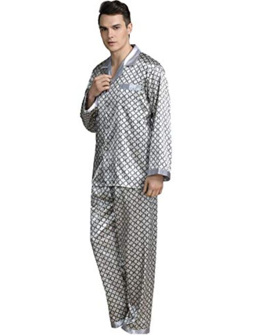 YIMANIE Mens Satin Pajamas Set Classic Sleepwear Loungewear