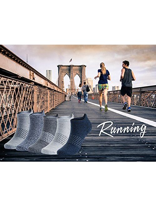 5 Pairs Men's Performance Athletic Breathable Ankle Socks Low Cut Comfort Cushioned Running Tab Socks