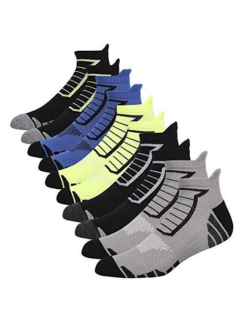 5 Pairs Men's Performance Athletic Breathable Ankle Socks Low Cut Comfort Cushioned Running Tab Socks