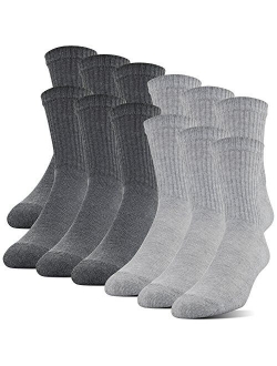 Men's Polyester Half Cushion Mid-Crew Socks, 12-Pack