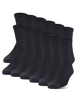 Men's Polyester Half Cushion Mid-Crew Socks, 12-Pack