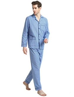 GLOBAL Mens Flannel Pajamas, 2-Piece Warm Pj Set