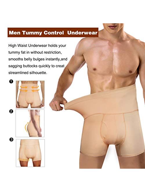 TAILONG Men Tummy Control Shorts High Waist Slimming Underwear Body Shaper Seamless Belly Girdle Boxer Briefs