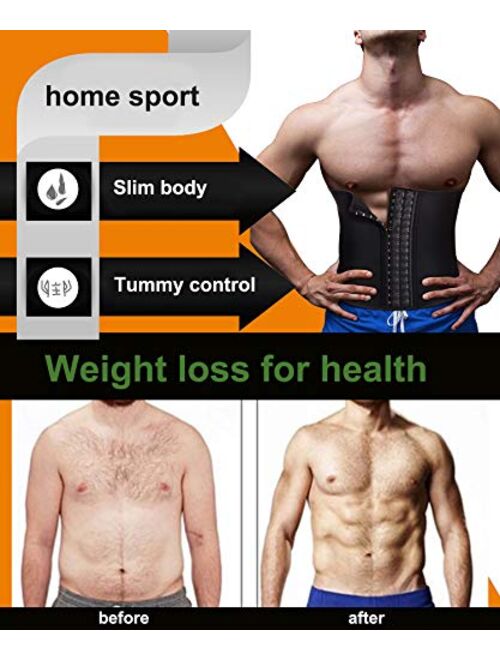 TAILONG Men Waist Trainer Belt Workout for Body Weight Loss Fitness Fat Burner Trimmer Band Back Support