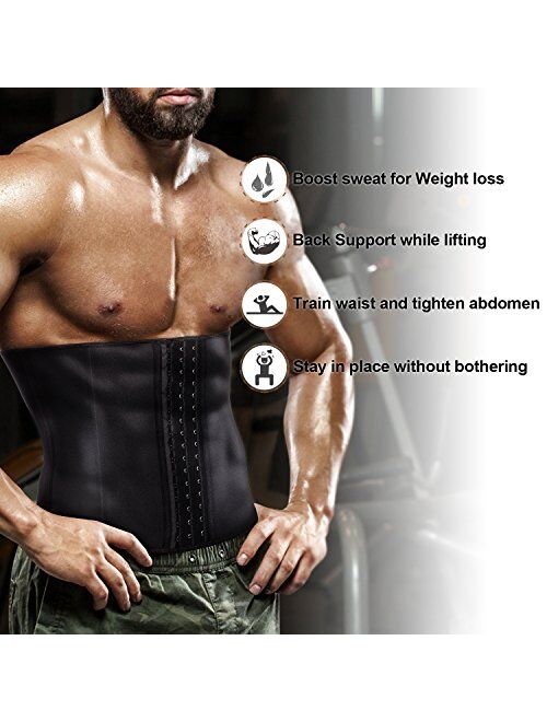 TAILONG Men Waist Trainer Belt Workout for Body Weight Loss Fitness Fat Burner Trimmer Band Back Support