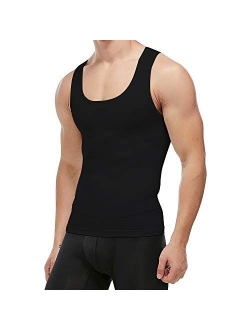 KOCLES Mens Slimming Body Shaper Compression Tank Top Vest Shirt Abs Shapewear