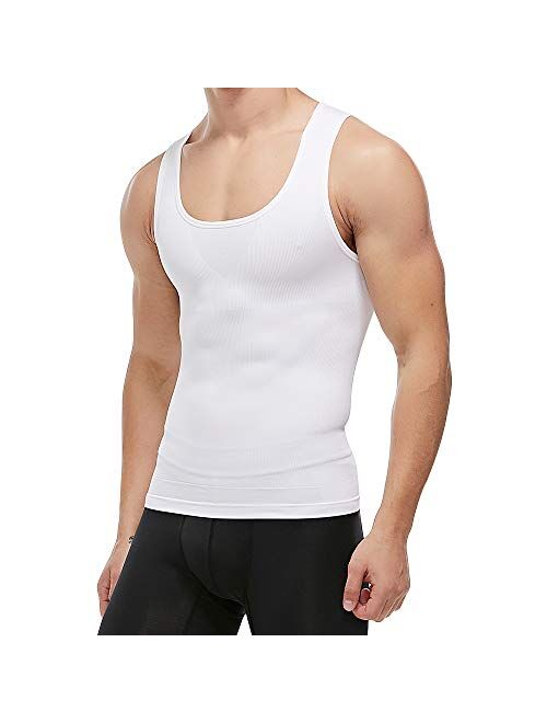 KOCLES Mens Slimming Body Shaper Compression Tank Top Vest Shirt Abs Shapewear