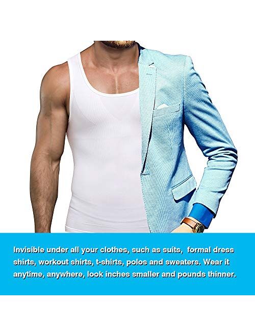 KOCLES Mens Slimming Body Shaper Compression Tank Top Vest Shirt Abs Shapewear