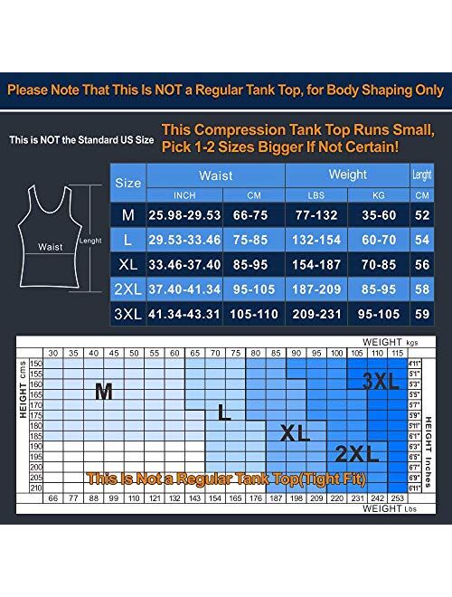 KOCLES Mens Slimming Body Shaper Compression Tank Top Vest Shirt Abs Shapewear