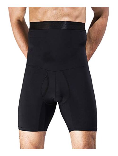 QUAFORT Men Tummy Control Shorts High Waist Slimming Shapewear Body Shaper Leg Underwear Briefs