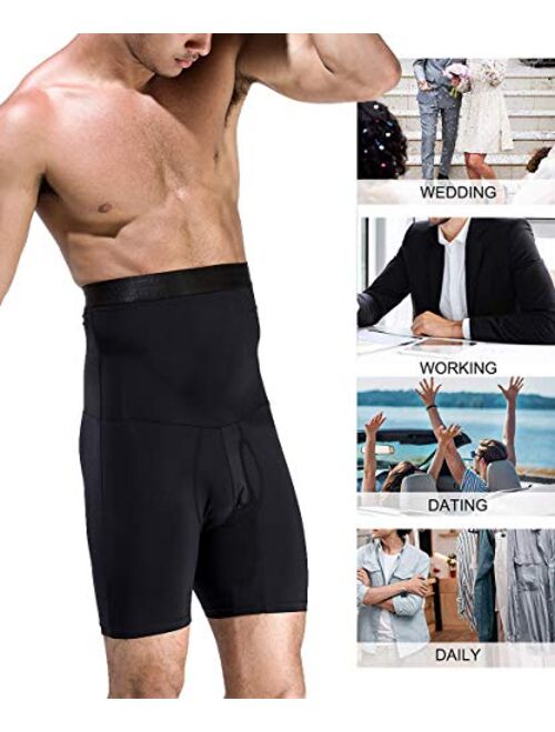 QUAFORT Men Tummy Control Shorts High Waist Slimming Shapewear Body Shaper Leg Underwear Briefs