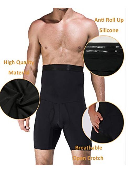 QUAFORT Men Tummy Control Shorts High Waist Slimming Shapewear Body Shaper Leg Underwear Briefs