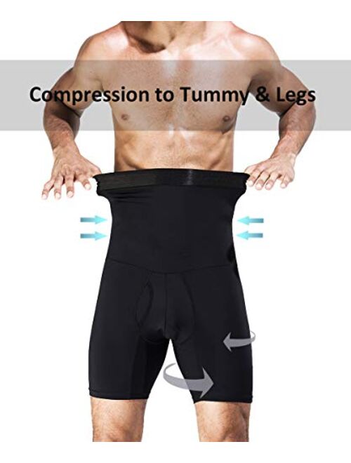 QUAFORT Men Tummy Control Shorts High Waist Slimming Shapewear Body Shaper Leg Underwear Briefs