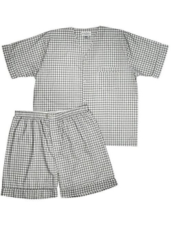 Men's Woven Pajama V-Neck Sleepwear Short Sleeve Shorts and Top Set, Sizes S/4XL