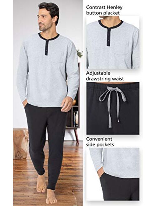 PajamaGram Mens Pajamas Soft Cotton - Ringer Tee Pajama Set for Men