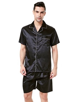 TONY AND CANDICE Men's Short Sleeve Satin Pajama Set with Shorts