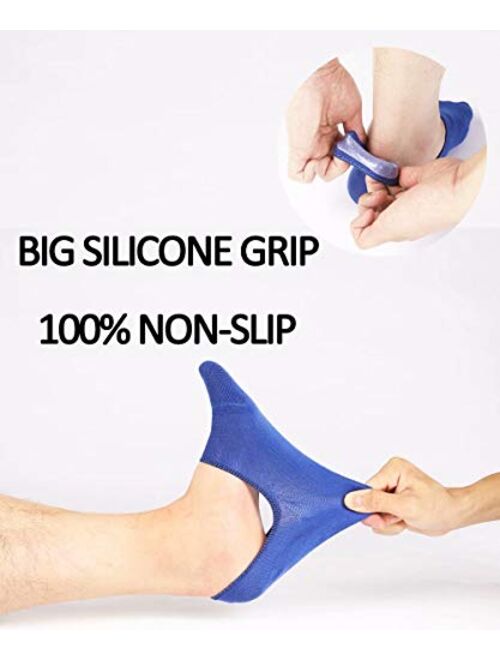 No Show Low Cut Socks Men - Invisible Casual Cotton Loafer Socks With Non-Slip Grip (3/6/12 Packs)