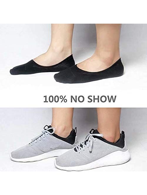 No Show Low Cut Socks Men - Invisible Casual Cotton Loafer Socks With Non-Slip Grip (3/6/12 Packs)