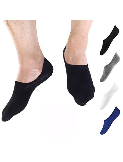 No Show Low Cut Socks Men - Invisible Casual Cotton Loafer Socks With Non-Slip Grip (3/6/12 Packs)