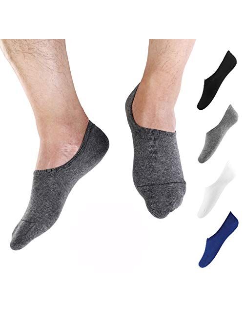 No Show Low Cut Socks Men - Invisible Casual Cotton Loafer Socks With Non-Slip Grip (3/6/12 Packs)