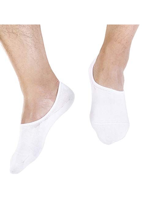 No Show Low Cut Socks Men - Invisible Casual Cotton Loafer Socks With Non-Slip Grip (3/6/12 Packs)