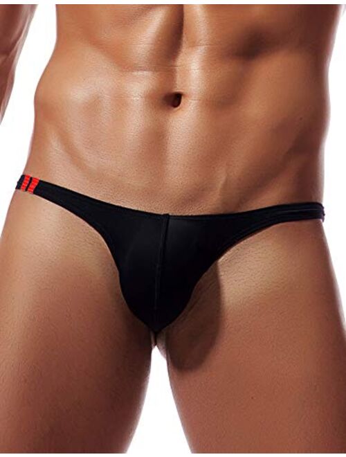 Azcode Mens Sexy T-Back Thongs Low Rise Underwear Bulge Pouch Ice Silk Briefs