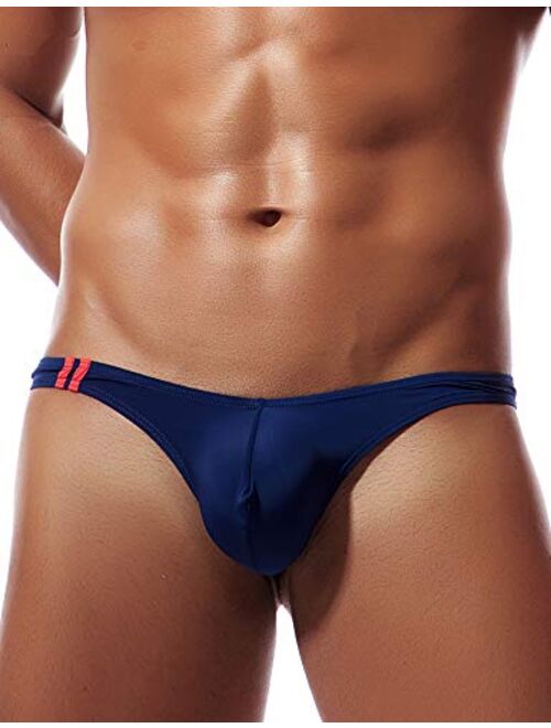 Azcode Mens Sexy T-Back Thongs Low Rise Underwear Bulge Pouch Ice Silk Briefs