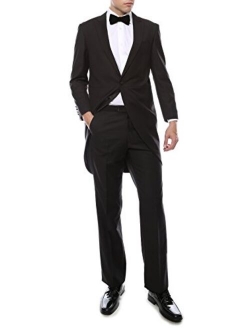 Ferrecci Mens Regular Fit Peak Lapel Tailcoat Tuxedo Suit with Tux Pants & Tail Coat