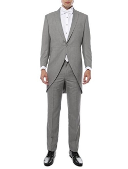 Ferrecci Mens Regular Fit Peak Lapel Tailcoat Tuxedo Suit with Tux Pants & Tail Coat