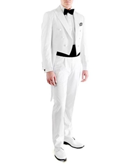 Ferrecci Mens Regular Fit Peak Lapel Tailcoat Tuxedo Suit with Tux Pants & Tail Coat