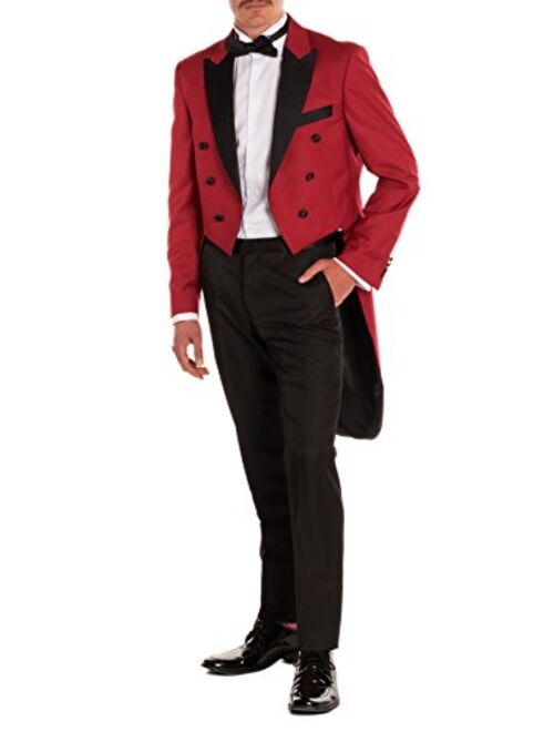 Ferrecci Mens Regular Fit Peak Lapel Tailcoat Tuxedo Suit with Tux Pants & Tail Coat