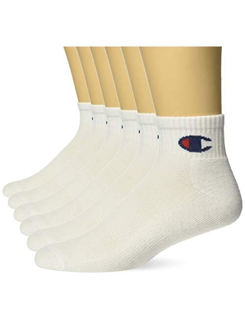 Champion Men's Double Dry Moisture Wicking Logo 6-Pack Ankle Socks