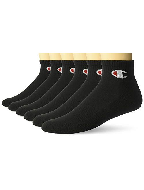 Champion Men's Double Dry Moisture Wicking Logo 6-Pack Ankle Socks