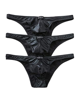 YUFEIDA Men's Lingerie G-String Thongs Underwear Sexy Low Rise Bikini Black Underpants