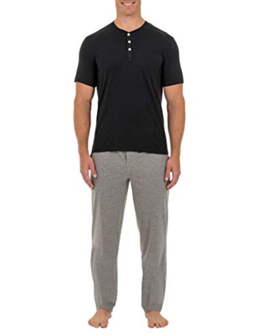 Fruit of the Loom Men's 2-Piece Jersey Knit Pajama Set