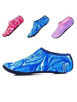 JIASUQI Kids,Womens and Mens Classic Barefoot Water Sports Skin Shoes Aqua Socks for Beach Swim Surf Yoga Exercise