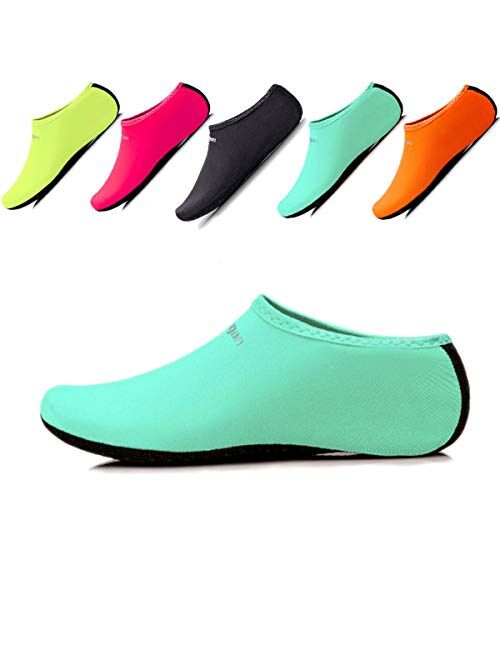 JIASUQI Kids,Womens and Mens Classic Barefoot Water Sports Skin Shoes Aqua Socks for Beach Swim Surf Yoga Exercise