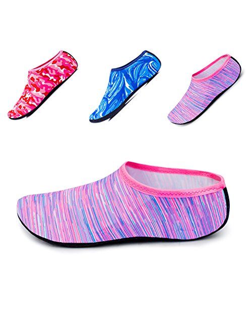 JIASUQI Kids,Womens and Mens Classic Barefoot Water Sports Skin Shoes Aqua Socks for Beach Swim Surf Yoga Exercise