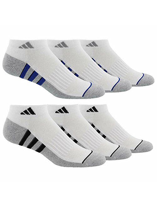 Adidas Men's 6-pair Low Cut Sock with Climalite White Black Regular and Extended Sizes