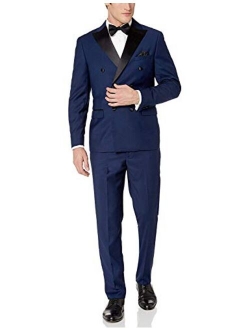 Adam Baker Men's Slim Fit One Button Satin Shawl Collar 2-Piece Tuxedo Suit - Available in Colors