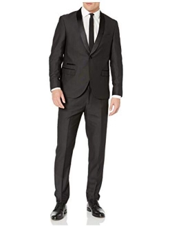 Adam Baker Men's Slim Fit One Button Satin Shawl Collar 2-Piece Tuxedo Suit - Available in Colors