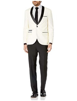 Adam Baker Men's Slim Fit One Button Satin Shawl Collar 2-Piece Tuxedo Suit - Available in Colors